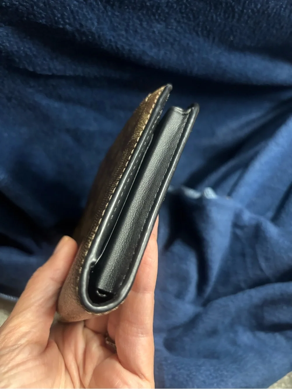 Coach Brown Monogram Continental Wallet with Black Snap